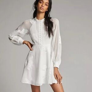 Anthropologie White Long Sleeve Dress